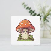 Invitation Joli style kawaii, cueillette de champignons (Debout devant)