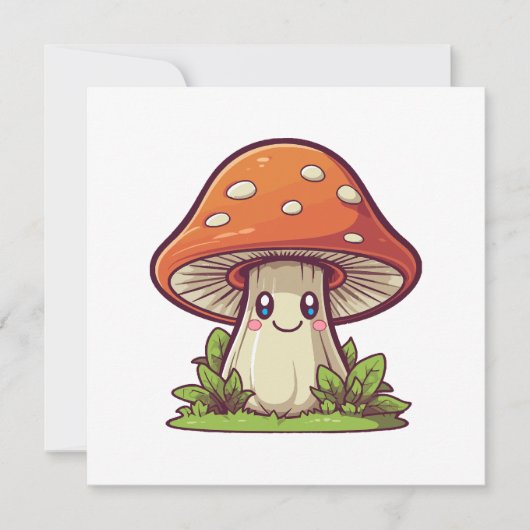 Invitation Joli style kawaii, cueillette de champignons (Devant)