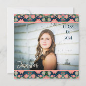 Invitation Joli Stylish Floral Moderne Graduation sur mesure (Dos)