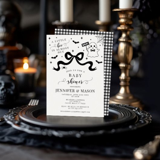 Invitation Joli Stylish Petit Boo Ghost Bow Baby Boy Douche