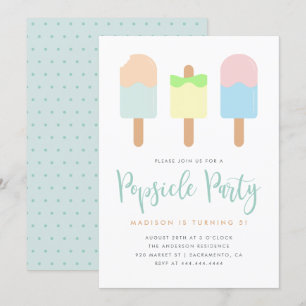 Invitation Joli Summer Pastel Popsicle Party Enfants Annivers
