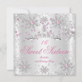 Invitation Joli Sweet 16 Rose White Winter Wonderland (Devant)