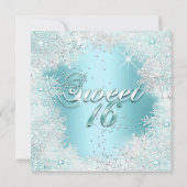 Invitation Joli Sweet 16 Turquoise bleu Silver Winter Wonderl (Dos)