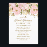 Invitation Joli Sweet sixteen floral rose or rose<br><div class="desc">Plus joli Sweet sixteen floral Invitations dans le magasin Little Bayleigh! Nous avons utilisé des oeuvres d'art de : www.createthecut.com</div>