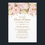 Invitation Joli Sweet sixteen floral rose or rose<br><div class="desc">Plus joli Sweet sixteen floral Invitations dans le magasin Little Bayleigh! Nous avons utilisé des oeuvres d'art de : www.createthecut.com</div>