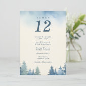 Invitation Joli tableau de sièges bleu des pins d'hiver (Debout devant)