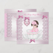 Invitation Joli Tea Party Baby shower mignonne fille rose (Devant / Derrière)