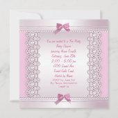 Invitation Joli Tea Party Baby shower mignonne fille rose (Dos)