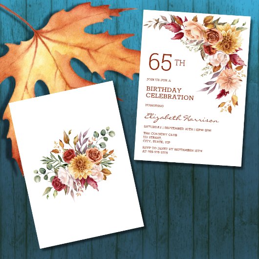 Invitation Joli Terracotta Automne Floral Botanique Anniversa