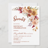 Invitation Joli Terracotta Automne Floral Verdure Anniversair (Devant)