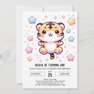 Invitation Joli Tigre Moderne 1er anniversaire