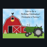 Invitation Joli Tracteur vert et Red Barn Boys Farm Anniversa<br><div class="desc">Invitation personnalisée Green Tractor et Red Barn Farm Anniversaire de fête pour les garçons. Quelques graphiques de artwork©delightful-doodles.com.~</div>