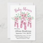 Invitation Joli Trio De Ballet Rose Chaussures Baby shower (Devant)