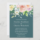 Invitation Joli Turquoise aquarelle Mariage floral (Devant)