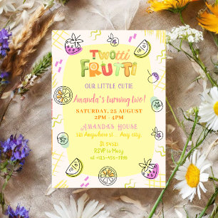Invitation Joli Twotti Frutti coloré 2e anniversaire