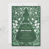 Invitation Joli Vert vert Mes Quinze Ans Quinceañera (Devant)