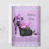 Invitation Joli violet Anniversaire Rose Hi Heel Lace (Devant)