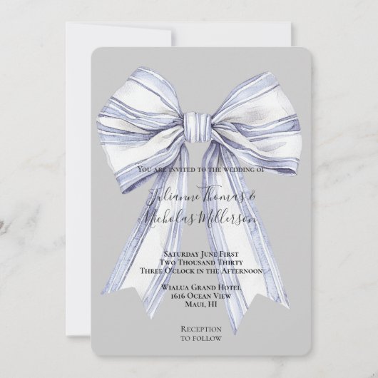 Invitation Joli violet blanc Bow gris Mariage (Devant)