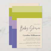 Invitation Joli violet et vert rayures Baby shower moderne (Devant / Derrière)