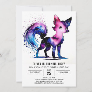 Invitation Joli violet Fox Digital Boy Anniversaire