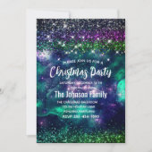 Invitation Joli violet vert foncé faux parties scintillant No (Devant)