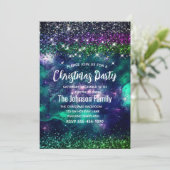 Invitation Joli violet vert foncé faux parties scintillant No (Debout devant)
