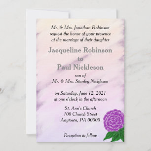 Invitation Joli violet Vintage Mariage d'aquarelle Floral
