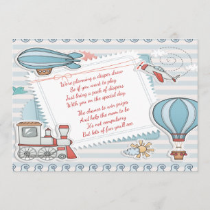 Invitation Joli Voyage Thème Baby Boy Douche Déchets Raffle