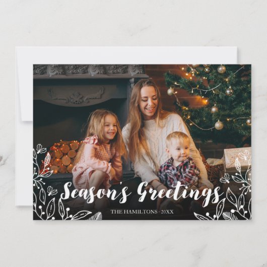 Invitation Joli White Script Folio hiver photo Noël (Devant)