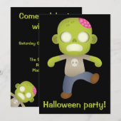 Invitation Joli zombie de dessin animé (Devant / Derrière)