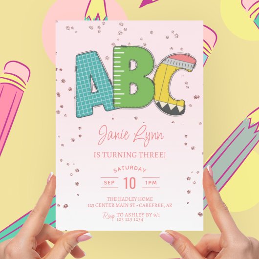 Invitation Jolie ABC School 3ème fête d'anniversaire