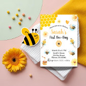 Invitation Jolie abeille et fleur jaune Premier Jour de l'abe