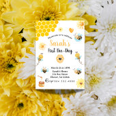 Invitation Jolie abeille et fleur jaune Premier Jour de l'abe