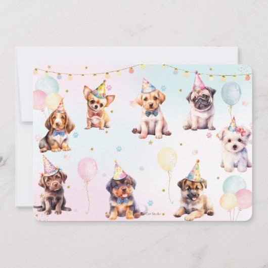 Invitation Jolie adorable Chien Chien Chien Chien Chien Chien (Dos)