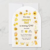 Invitation Jolie adorable Miel Bee thème 1er anniversaire (Devant)