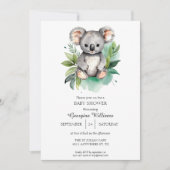 Invitation Jolie aquarelle Baby shower Koala bébé (Devant)