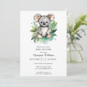 Invitation Jolie aquarelle Baby shower Koala bébé (Debout devant)