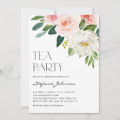 Invitation Jolie Aquarelle Blush Fleurs Roses Tea Party (Devant)