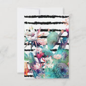 Invitation Jolie aquarelle Cactus Floral Black Stripes (Dos)