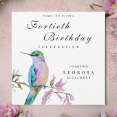 Invitation Jolie Aquarelle Colibri N'IMPORTE QUELLE fête d'an