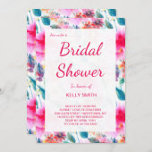 Invitation Jolie aquarelle colorée fleurs douche nuptiale (Devant / Derrière)