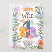 Invitation Jolie aquarelle dinosaures verdure sauvage un 1er (Devant)