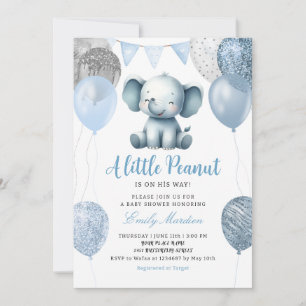Invitation Jolie aquarelle Elephant Boy Balloons Baby shower