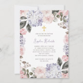 Invitation Jolie aquarelle Fleurs et photo | Baptême (Devant)