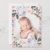 Invitation Jolie aquarelle Fleurs et photo | Baptême (Dos)