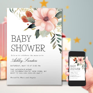 Invitation Jolie aquarelle Fleurs Jardin Baby shower