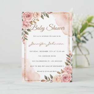 Invitation Jolie aquarelle Fleurs Jardin Baby shower