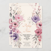 Invitation Jolie aquarelle Fleurs Mariage royal (Devant / Derrière)