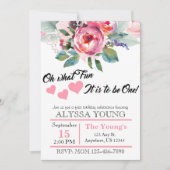 Invitation Jolie aquarelle Floral 1er anniversaire (Devant)