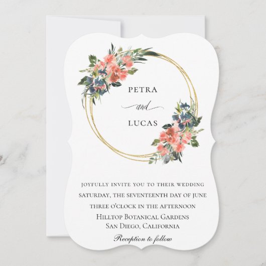 Invitation Jolie aquarelle Floral Hoop Mariage (Devant)